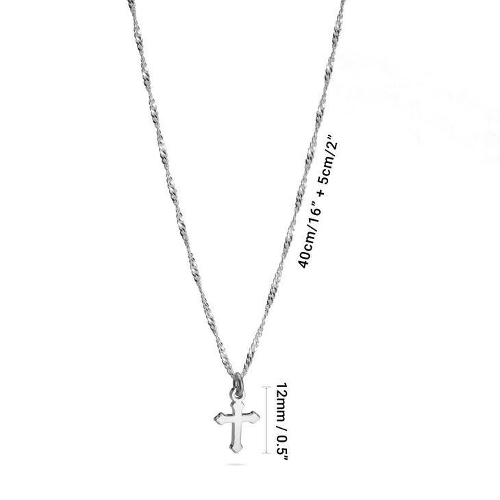 Dainty Cross Necklace in Sterling Silver 925 information