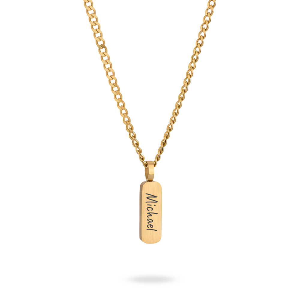 Men’s Thick Bar Necklace – Custom Engraved