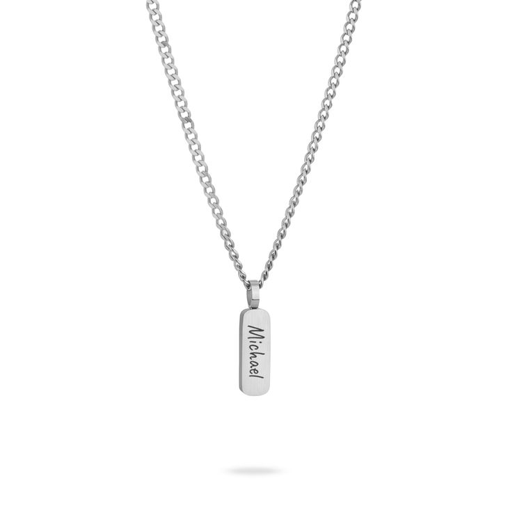 Men’s Thick Bar Necklace – Custom Engraved