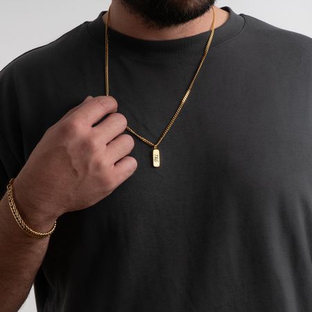 Men’s Thick Bar Necklace – Custom Engraved