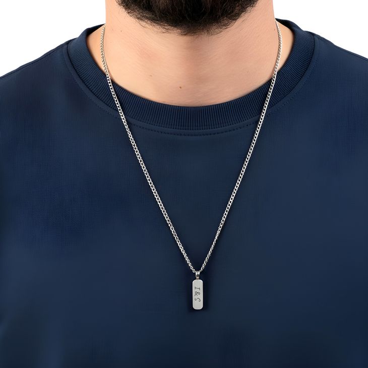 Men’s Thick Bar Necklace – Custom Engraved