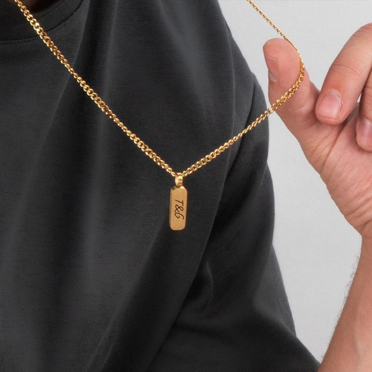 Men’s Thick Bar Necklace – Custom Engraved