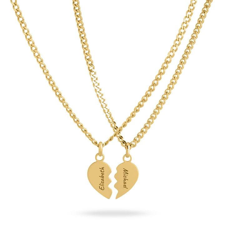 Custom Engraved Half Heart Necklace Set for BFFs