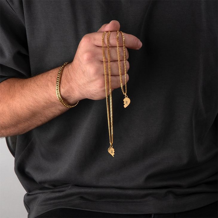 Custom Engraved Half Heart Necklace Set for Best Friends model