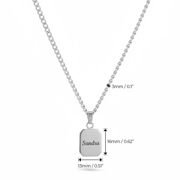 Women’s Engravable Tag Necklace on Curb Chain information