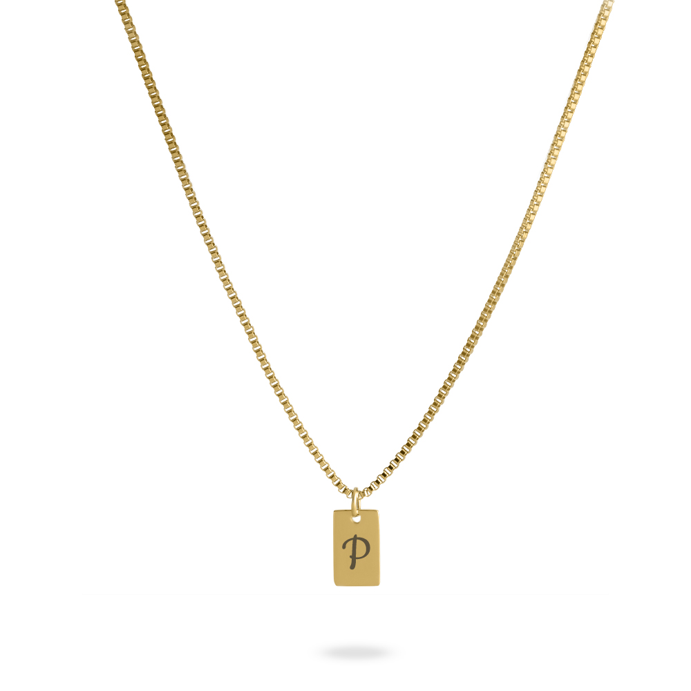 Personalized Tiny Bar Necklace with Initial Engraving