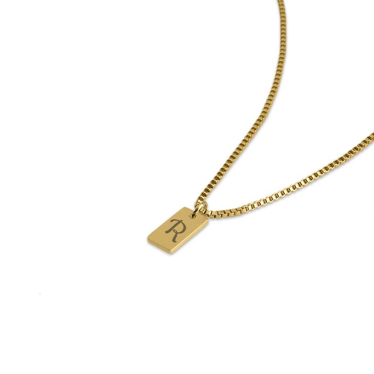 Personalized Tiny Bar Necklace with Initial Engraving - Picture 2