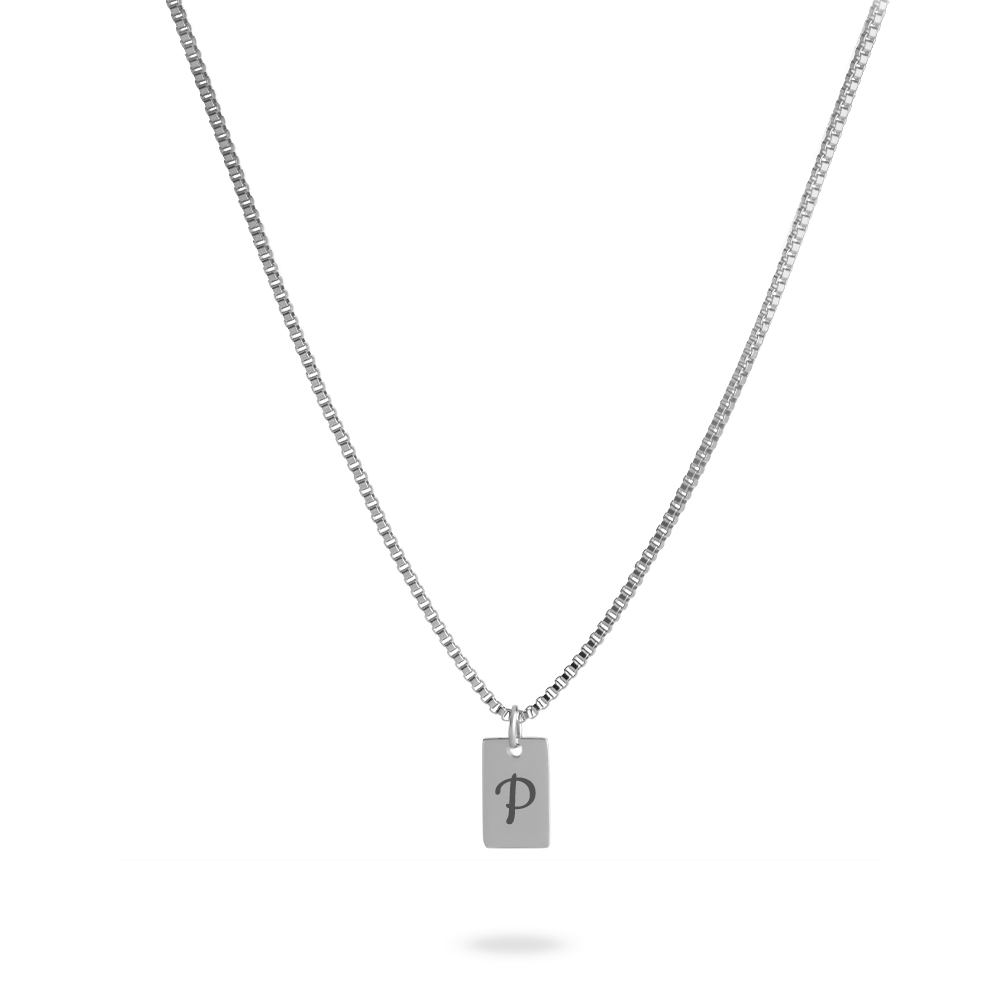 Personalized Tiny Bar Necklace with Initial Engraving