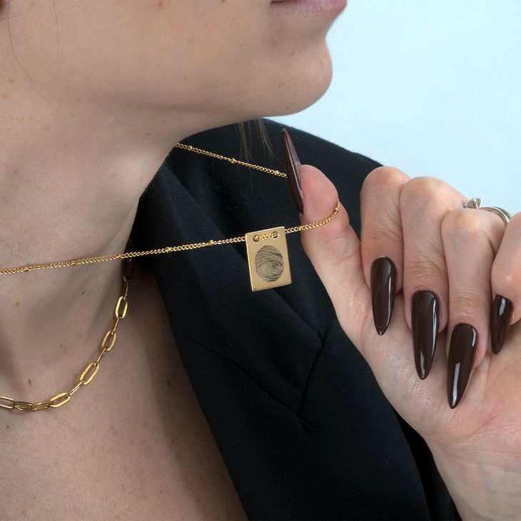 Beaded Fingerprint Tag Necklace