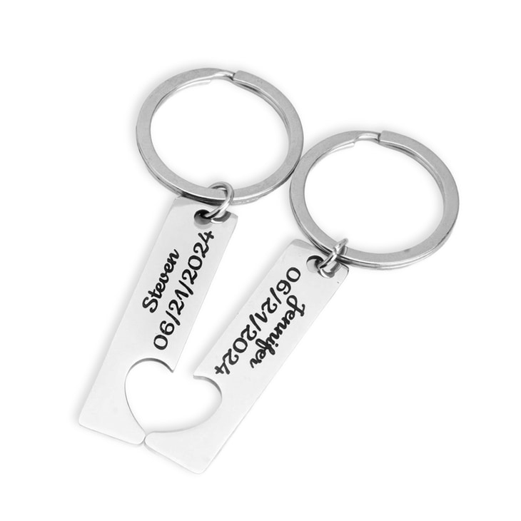 Set de Llaveros de Pareja con Corazón Dividido Personalizado