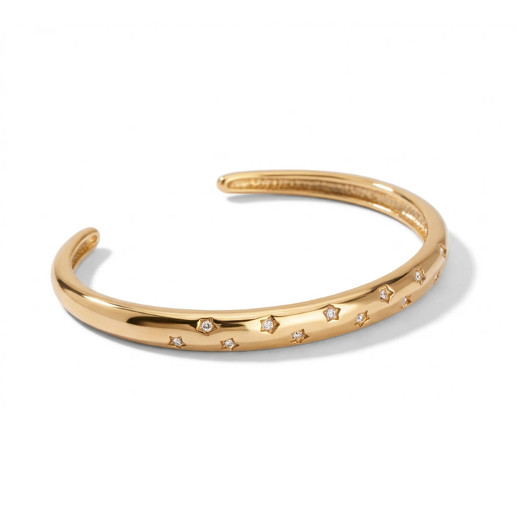 Pulsera Abierta Celestial con Estrella de Zirconia