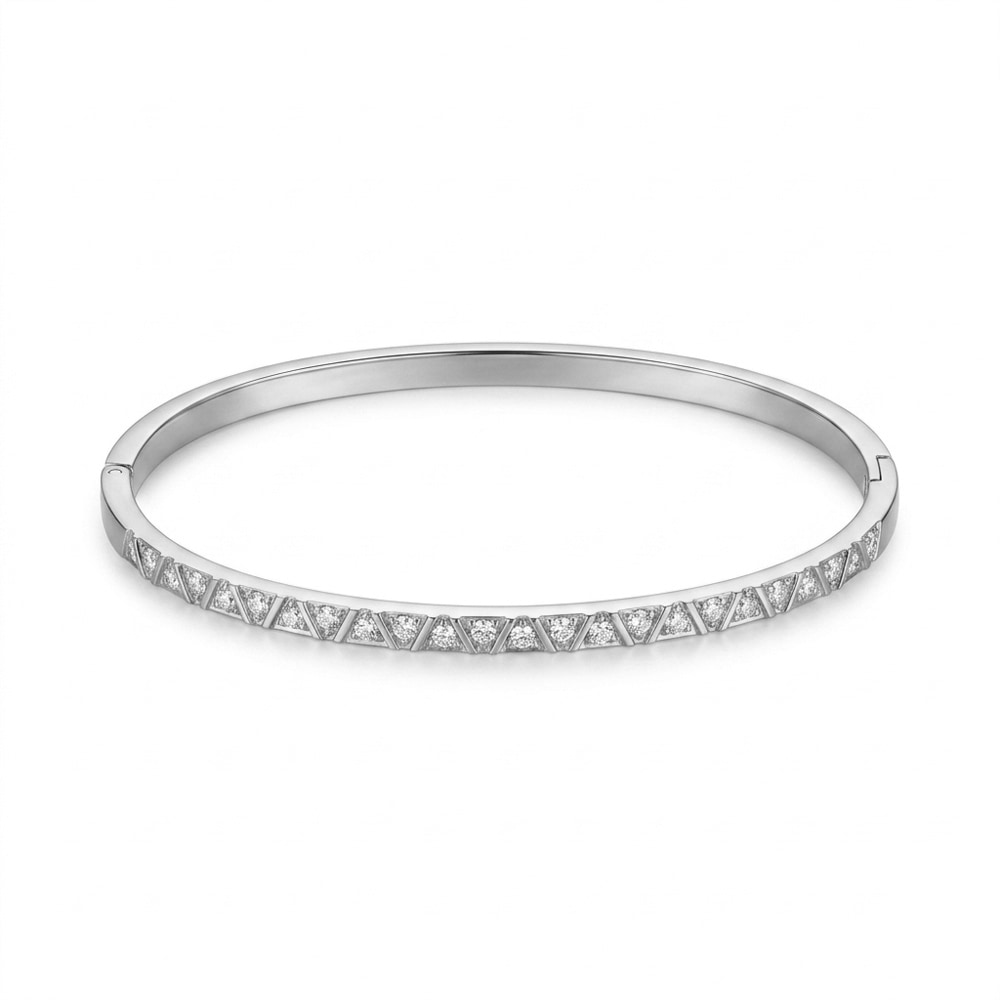Pulsera Rígida con Triángulo de Circonitas Brillantes