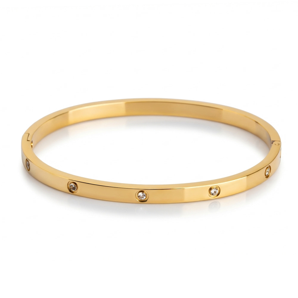 Minimalist Bangle Bracelet with Cubic Zirconia 