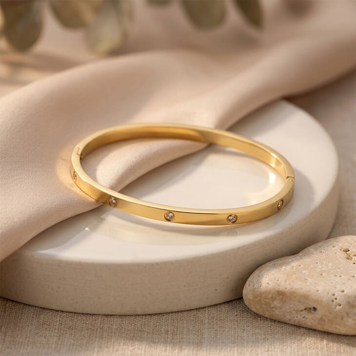 Minimalist Bangle Bracelet with Cubic Zirconia information