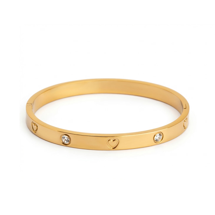 Pulsera Brazalete de Corazón con Zirconia