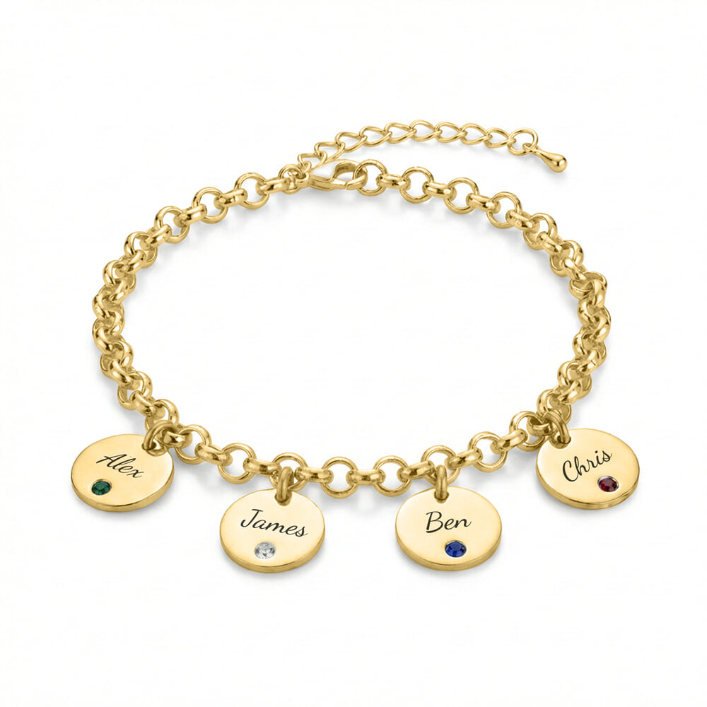 Custom Engraved Name & Birthstone Bracelet