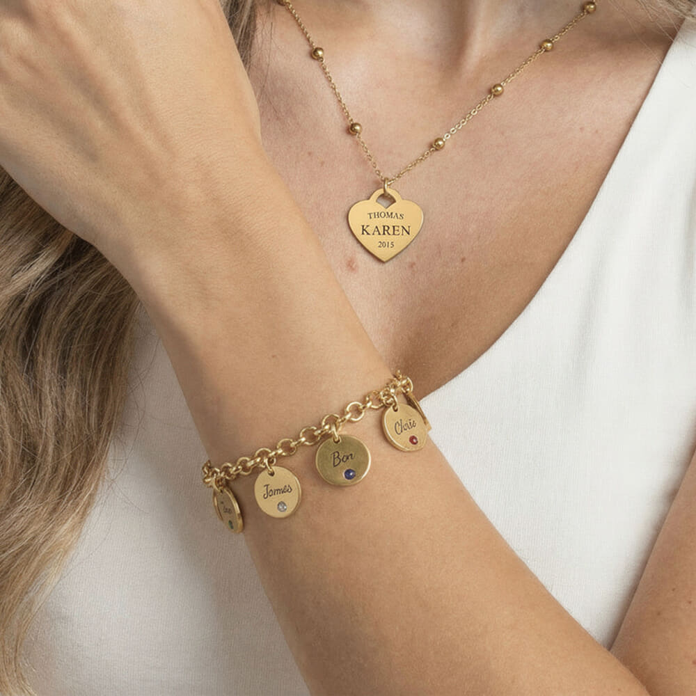 Custom Engraved Name & Birthstone Bracelet