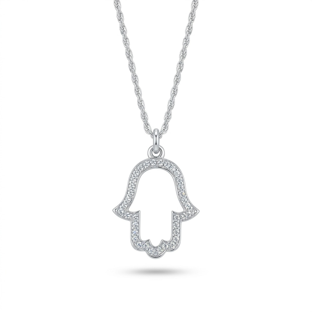 Hamsa Pendant with Zircons