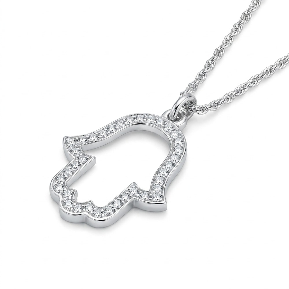 Hamsa Pendant with Zircons