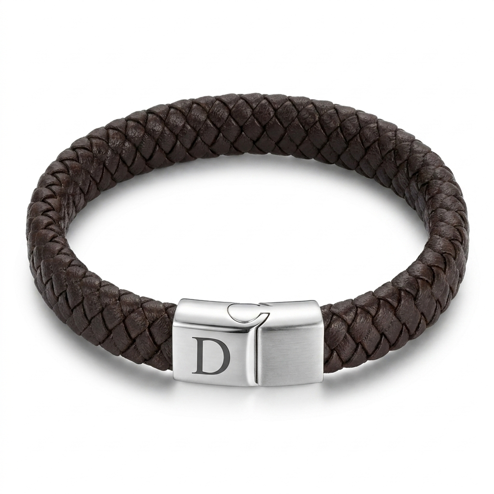Men's Custom Initial Leather Bracelet