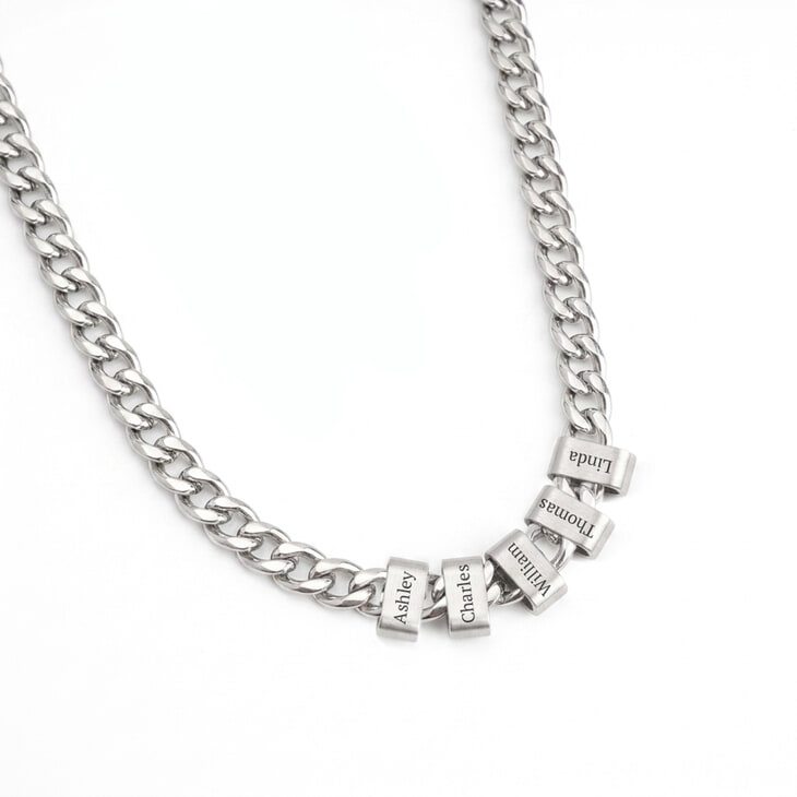 Personalized Engraved Beaded Curby Chain 