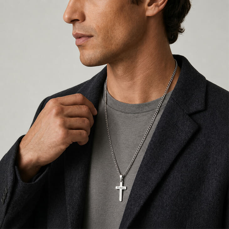 Curb Chain Cross Necklace with