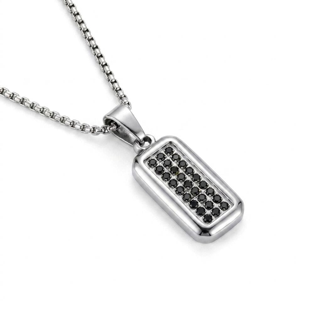 Men’s Black Zircon Tag Necklace