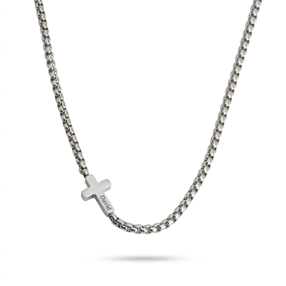 Collar de Cruz Lateral Personalizado para Hombres