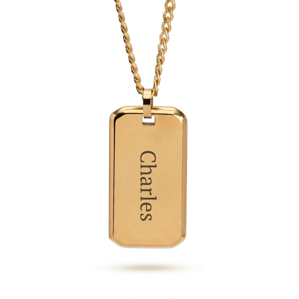 Collar de Placa Dorada Personalizada para Hombre