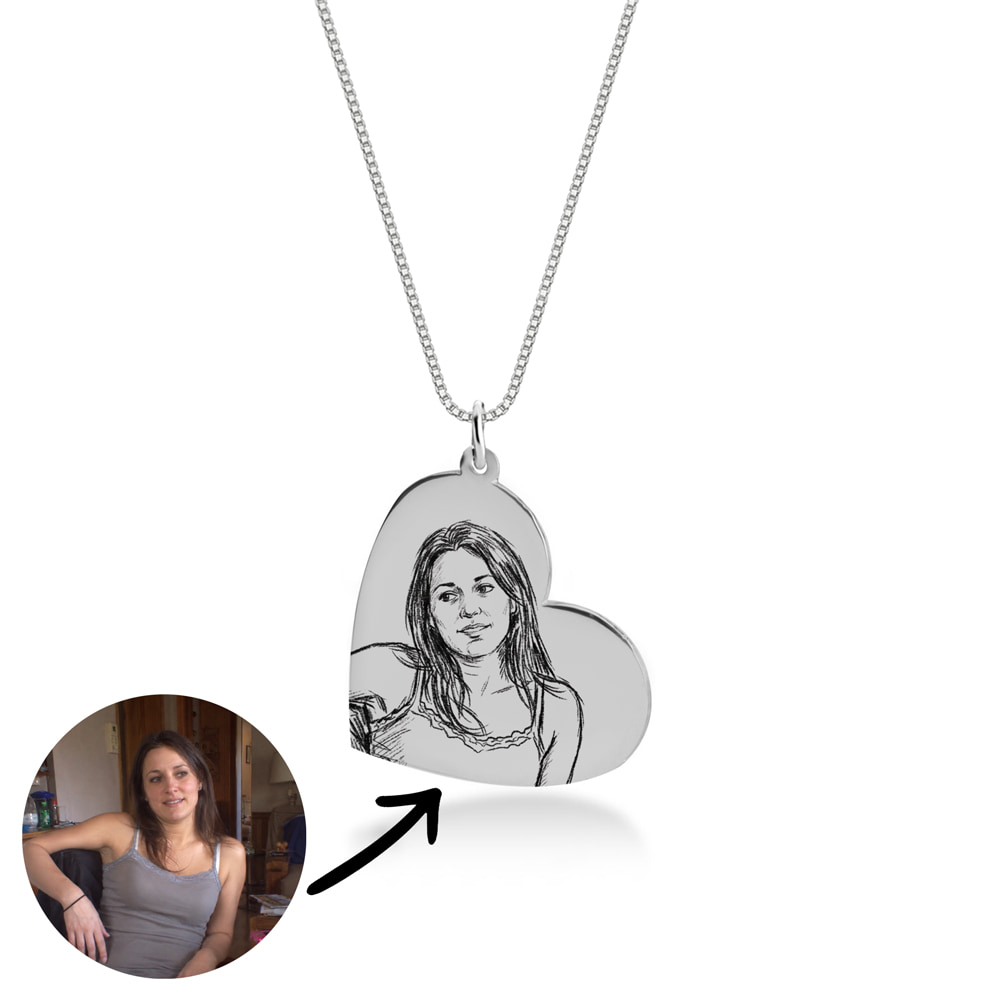 Personalised Tilted Heart Photo Necklace