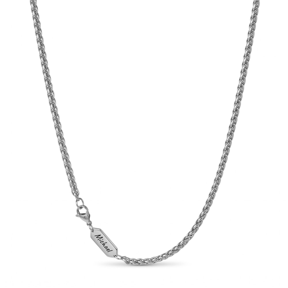 Collar Personalizado para Hombre con Placa Grabada y Cadena Wheat