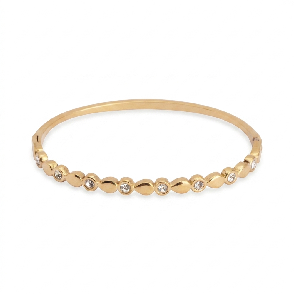 Alternating CZ Bangle Bracelet - Gold