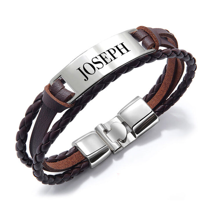 Bracelet Homme Cuir Marron Personnalisé