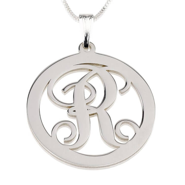 Sterling Silver Circle Initial Necklace Free Shipping!
