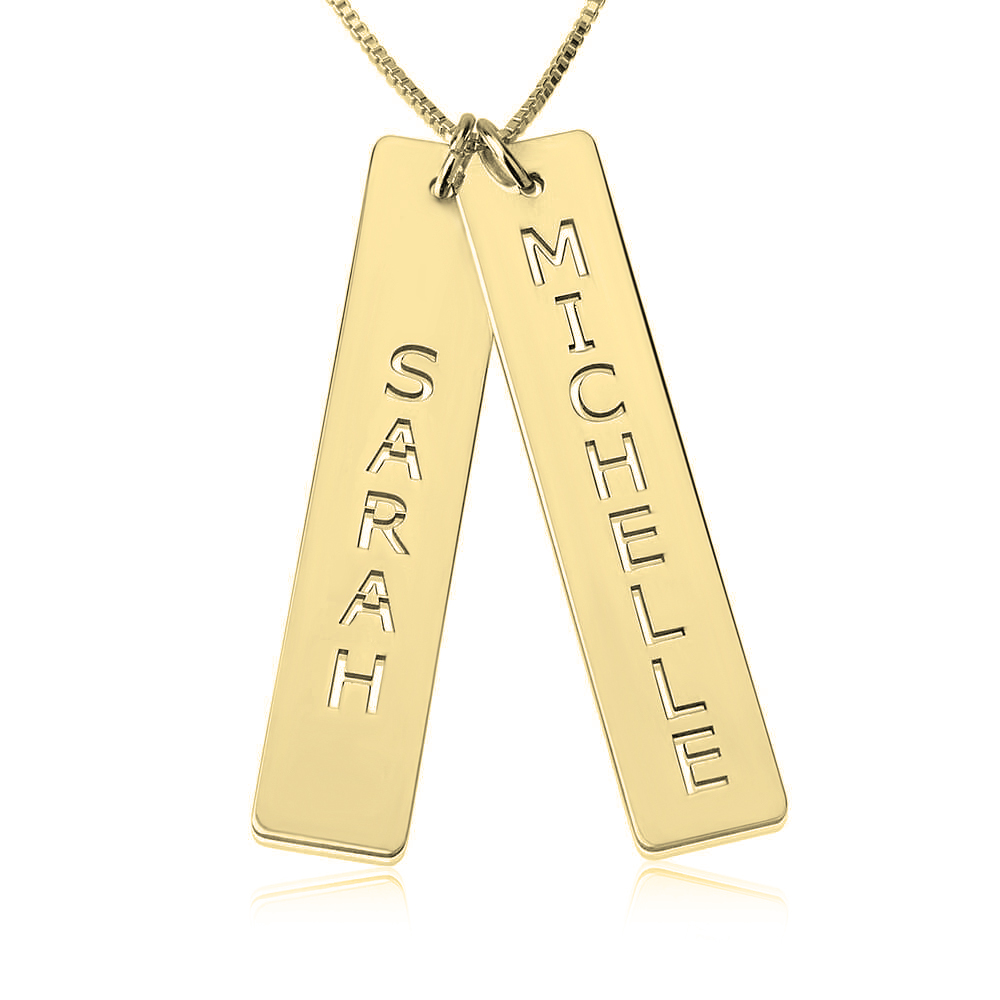 Collier Barres Doubles Verticales en Plaqué Or