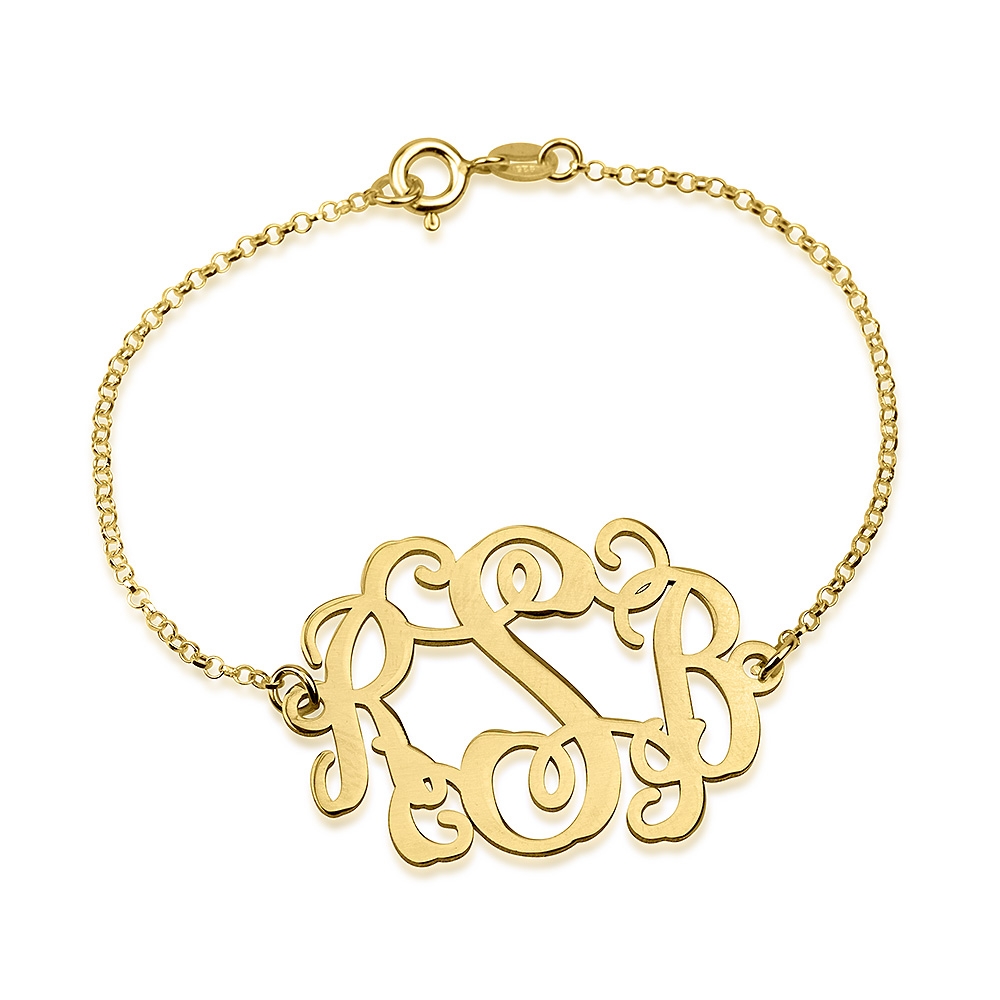 Bracelet Monogramme Ondulé en Plaqué Or