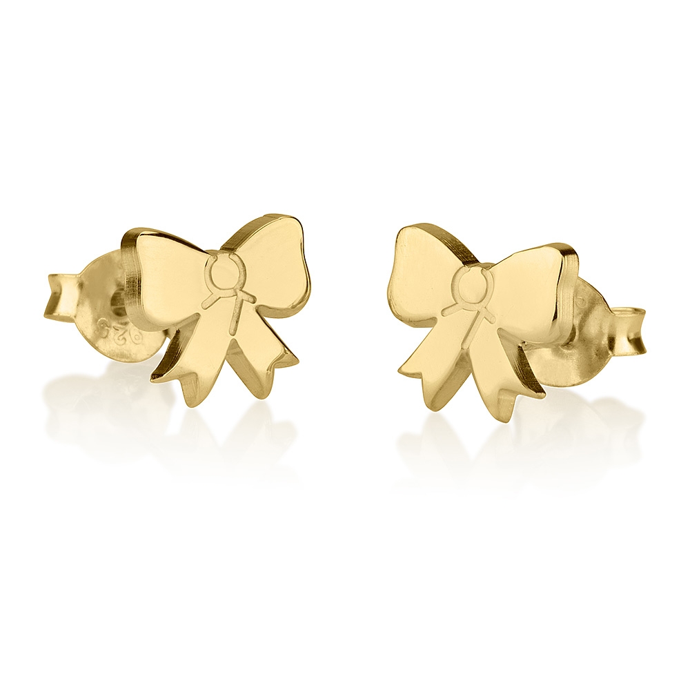 Clous d'Oreilles Nœud Papillon en Plaqué Or