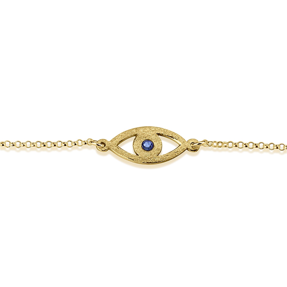 Bracelet Œil avec Pierre de Naissance en Plaqué Or