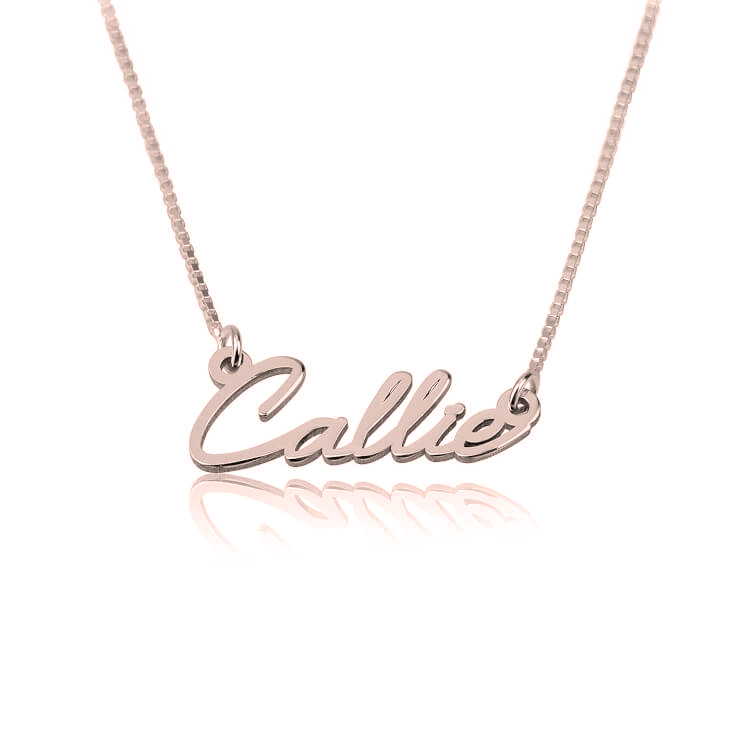 Collier Prénom Miniature Ecriture Cursive en Plaqué Or Rose